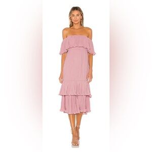 Pink pleated Elouise dress by Lovers + Friends